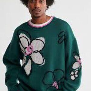 Urban Outfitters Green & Pink Floral Sweater — Size M
